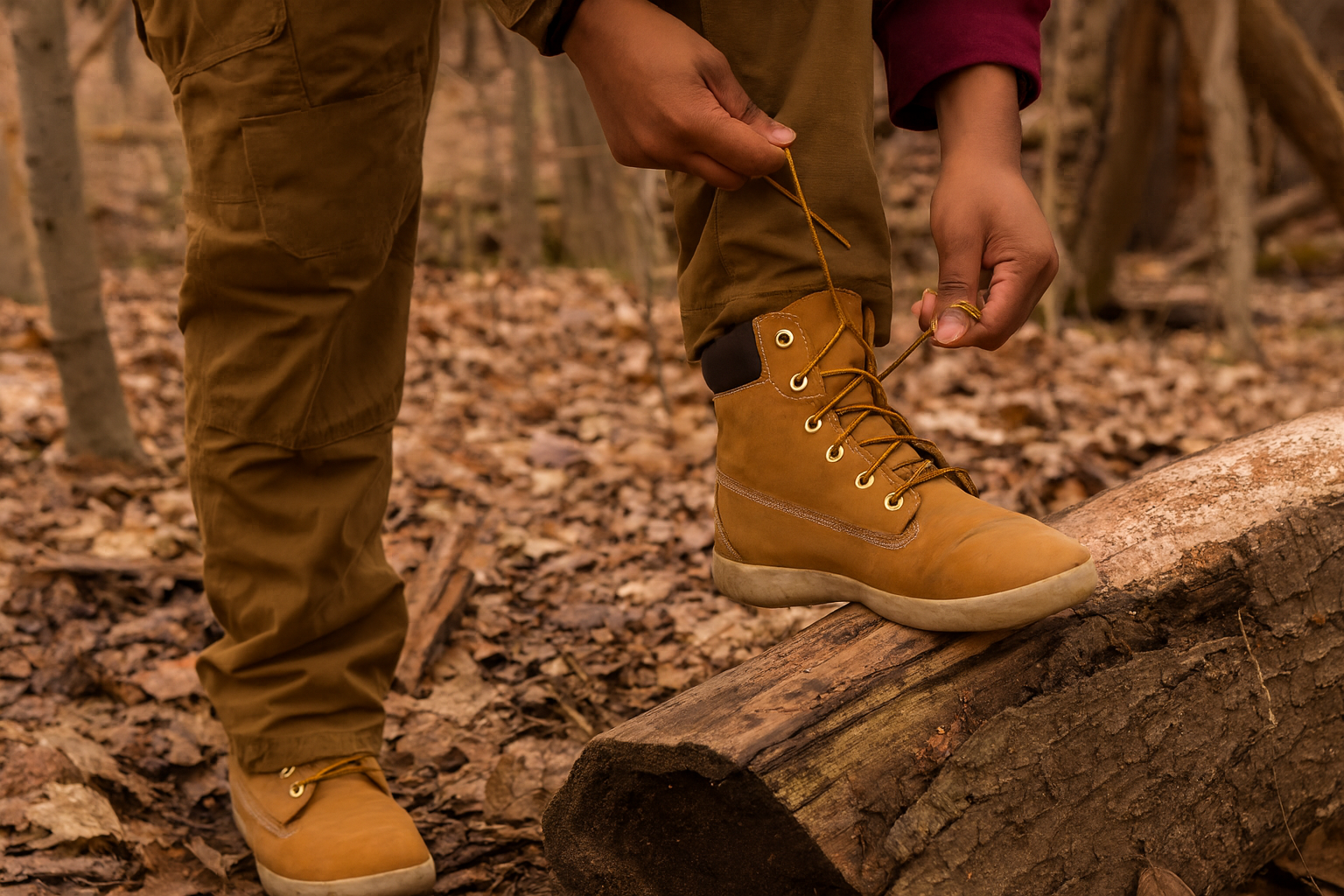 Modified hiking image with cargo pants